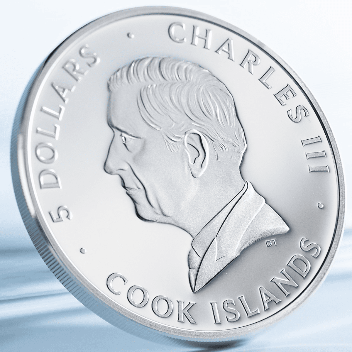 Shallow angle, 2026 Cook Islands Silver Proof Coin, 1 oz, minted by Cook Islands, featuring colorful flamingo desig.