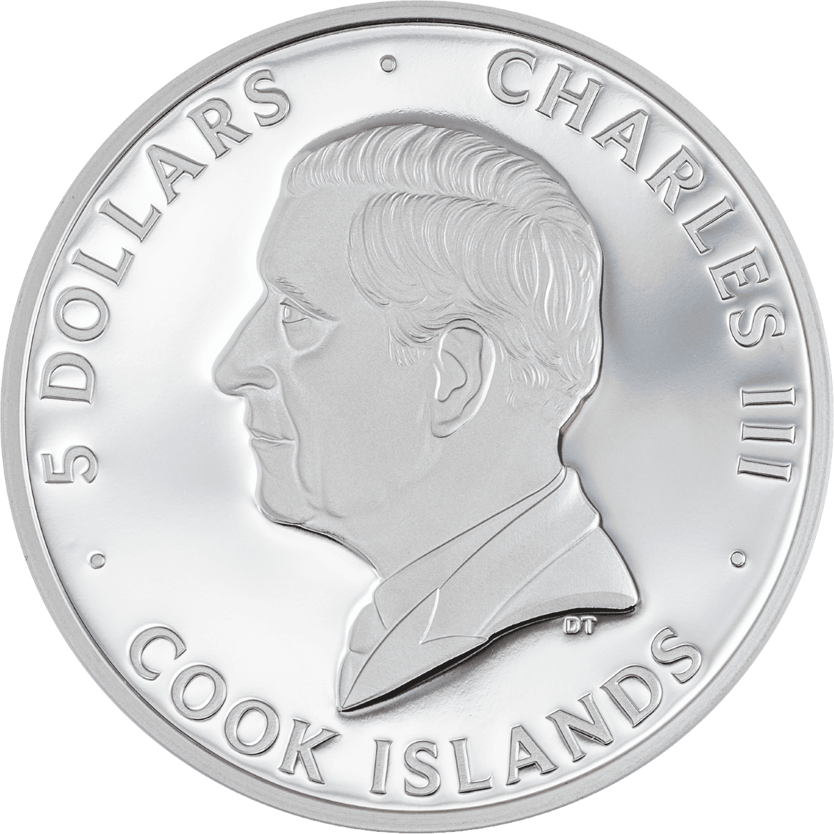 A detailed side angle of the 2026 Cook Islands silver proof coin featuring a flamingo, minted in 2026, weighing 1 o.