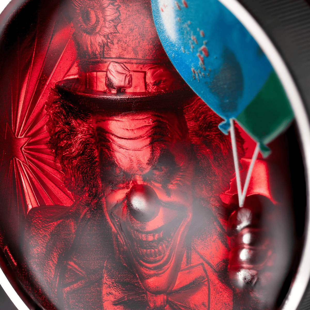 2026 Cook Islands silver coin, 2 oz, colorized proof, front view, featuring a clown with a balloon, minted in 2026,.