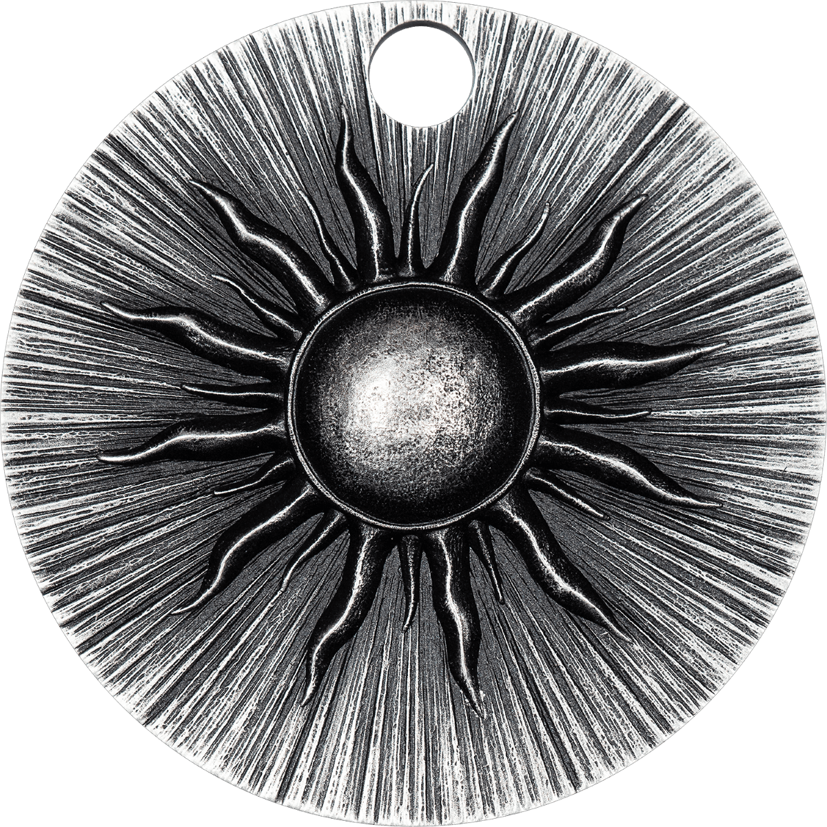 2026 Cook Islands Talisman Luminara 1 oz Silver Antiqued Coin, front angle, 2026, Cook Islands Mint, 1 oz weight, f.