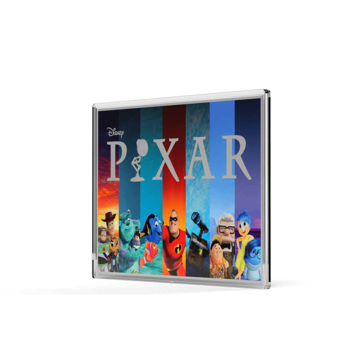 Niue 2026 Disney Pixar 40th Anniversary 1 oz Silver Colorized Proof Foil, right side view, mint-made, vibrant and c.