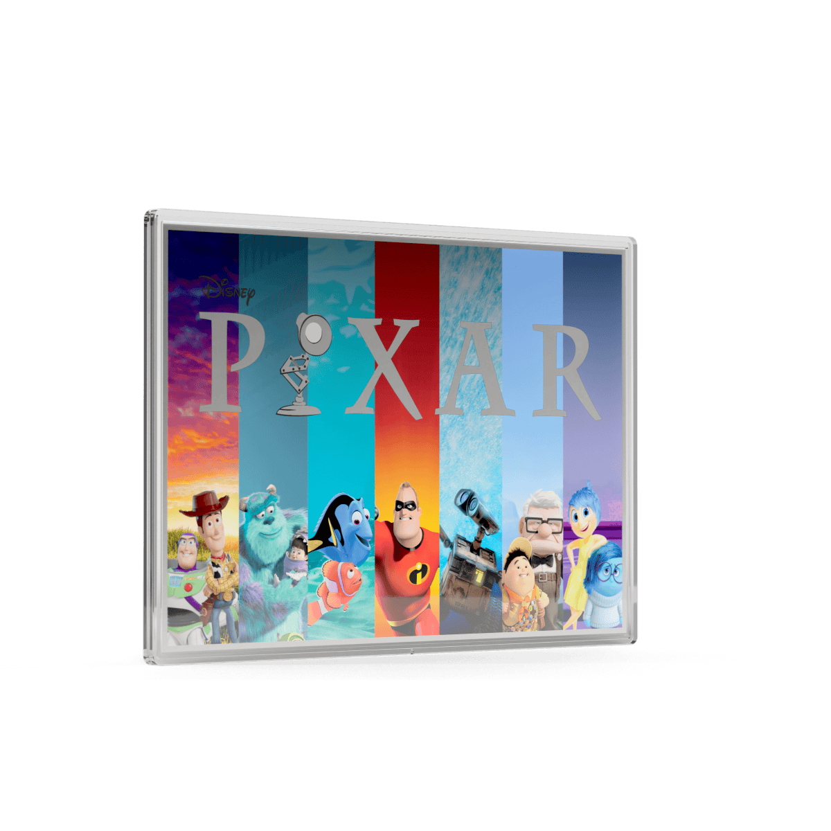 Niue 2026 Disney Pixar 40th anniversary silver colorized proof foil, left side view, 1 oz weight, minted by GR Rese.