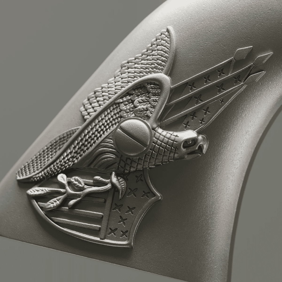 Ulysses S. Grant revolver themed 2026 silver coin, 2 oz, minted by GR, angled view, antiqued finish, patriotic desi.