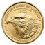 American Eagle .25 oz Gold BU Coin, obverse angle, random year, US Mint, 0.25 oz, patriotic theme, shiny and detail.