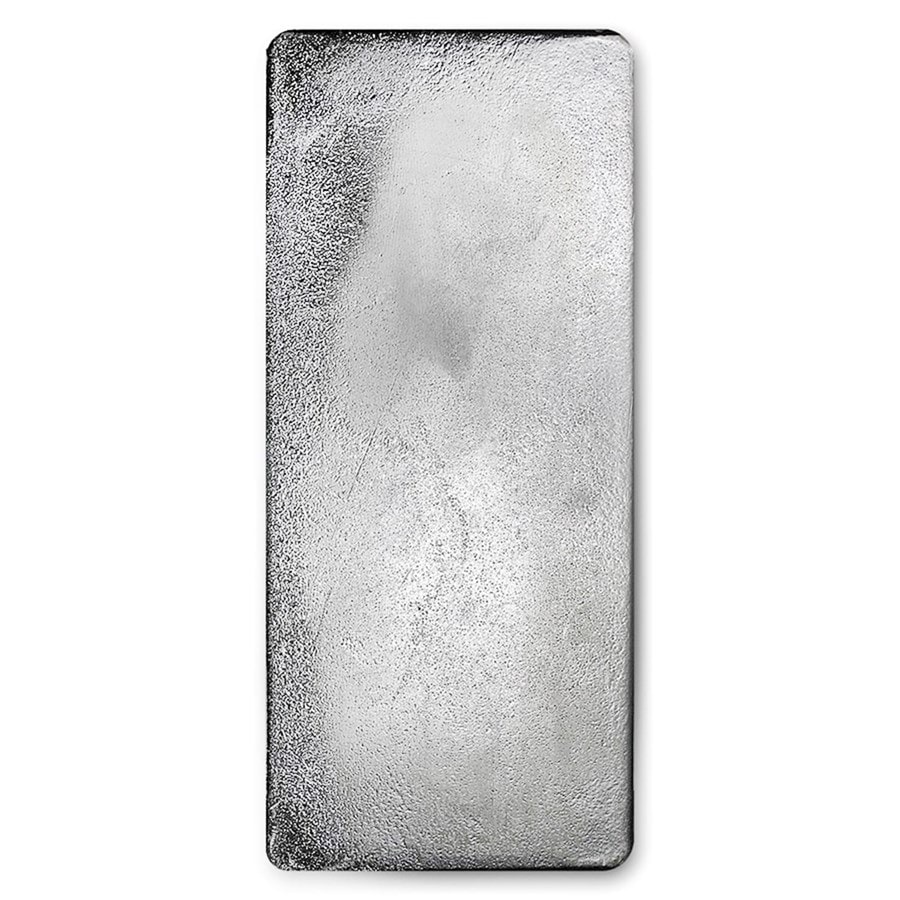 100 oz Royal Canadian Mint Silver Bar, side view, 2023, made by RCM, heavy weight, featuring a sleek, modern design.