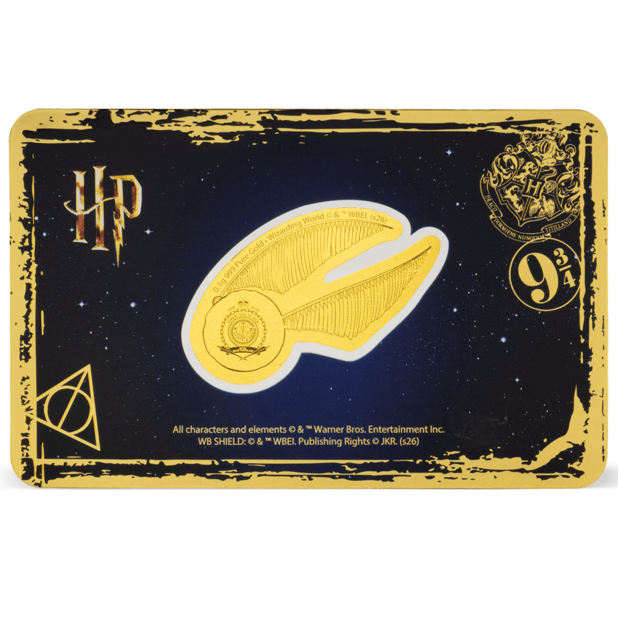 Crucial for ecommerce, 2026 Agoro Niue Harry Potter 25th Ann. Golden Snitch 1g Gold Coin, minted by GR Reserve, ang.
