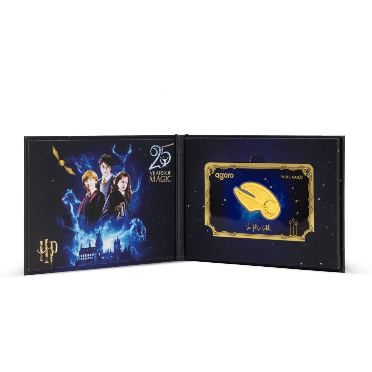 Agoro Niue Harry Potter 25th Ann. Golden Snitch 1g Gold Coin, front view, 2026, Niue mint, 1 gram, Harry Potter the.