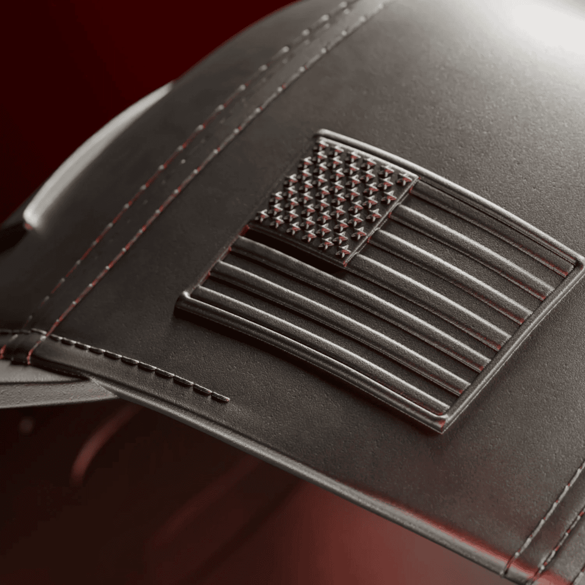 Close-up of 2026 America’s 250th Anniversary silver sculpture, 1 oz, minted in the USA, featuring an American flag.