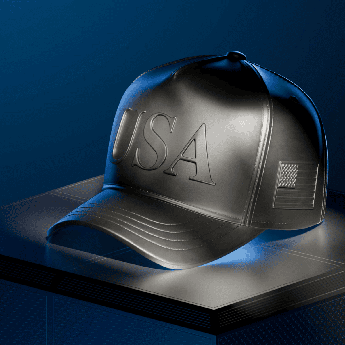 USA Hat 2026, 1 oz Silver Antiqued 3D Sculpture, minted in 2026, angled view, commemorative collectible.