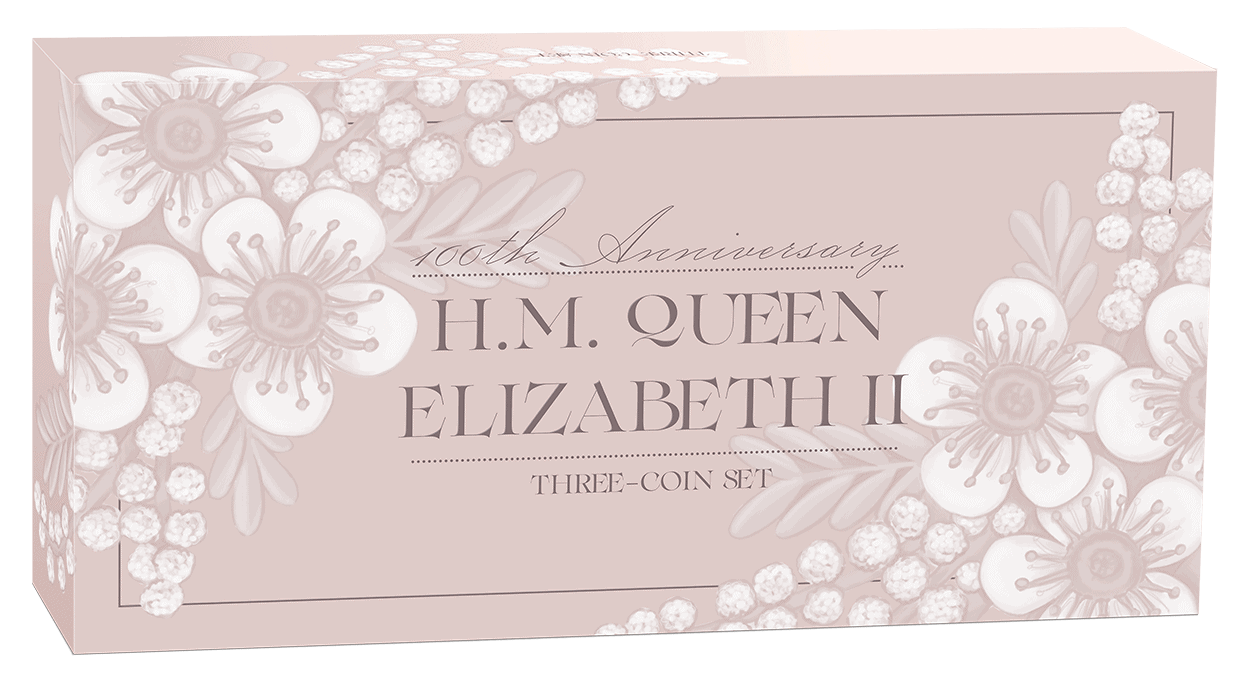 Shiny silver three-coin set, 2026 Australia Queen Elizabeth II 100th Anniversary, minted by Perth, 1 oz weight, ele.