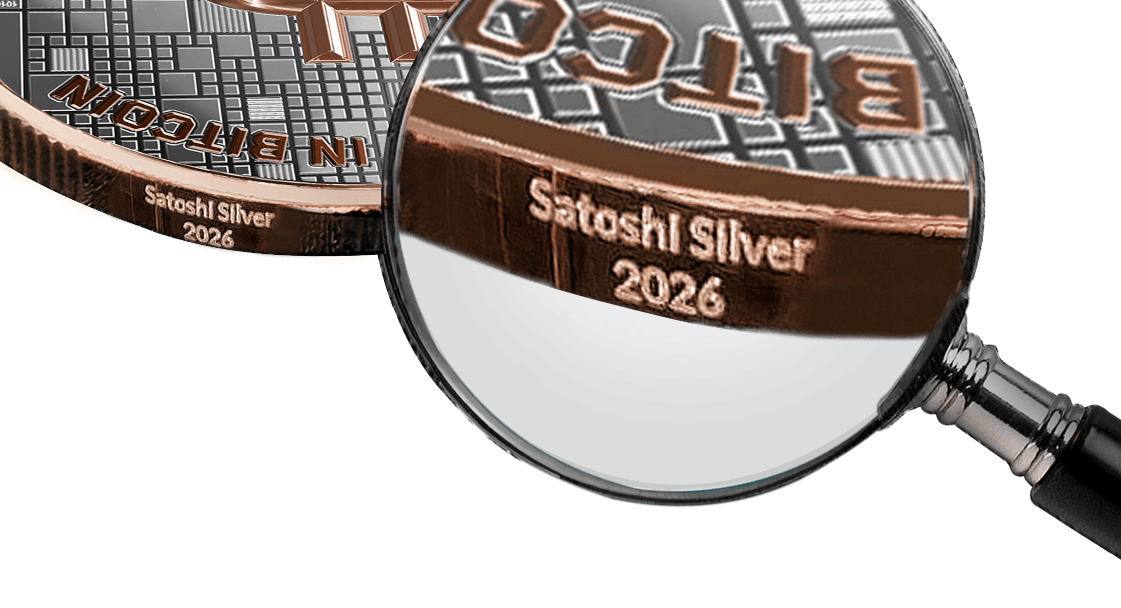 Brightly colored 2026 Satoshi Silver coin with a close-up view, showcasing intricate details and craftsmanship from.