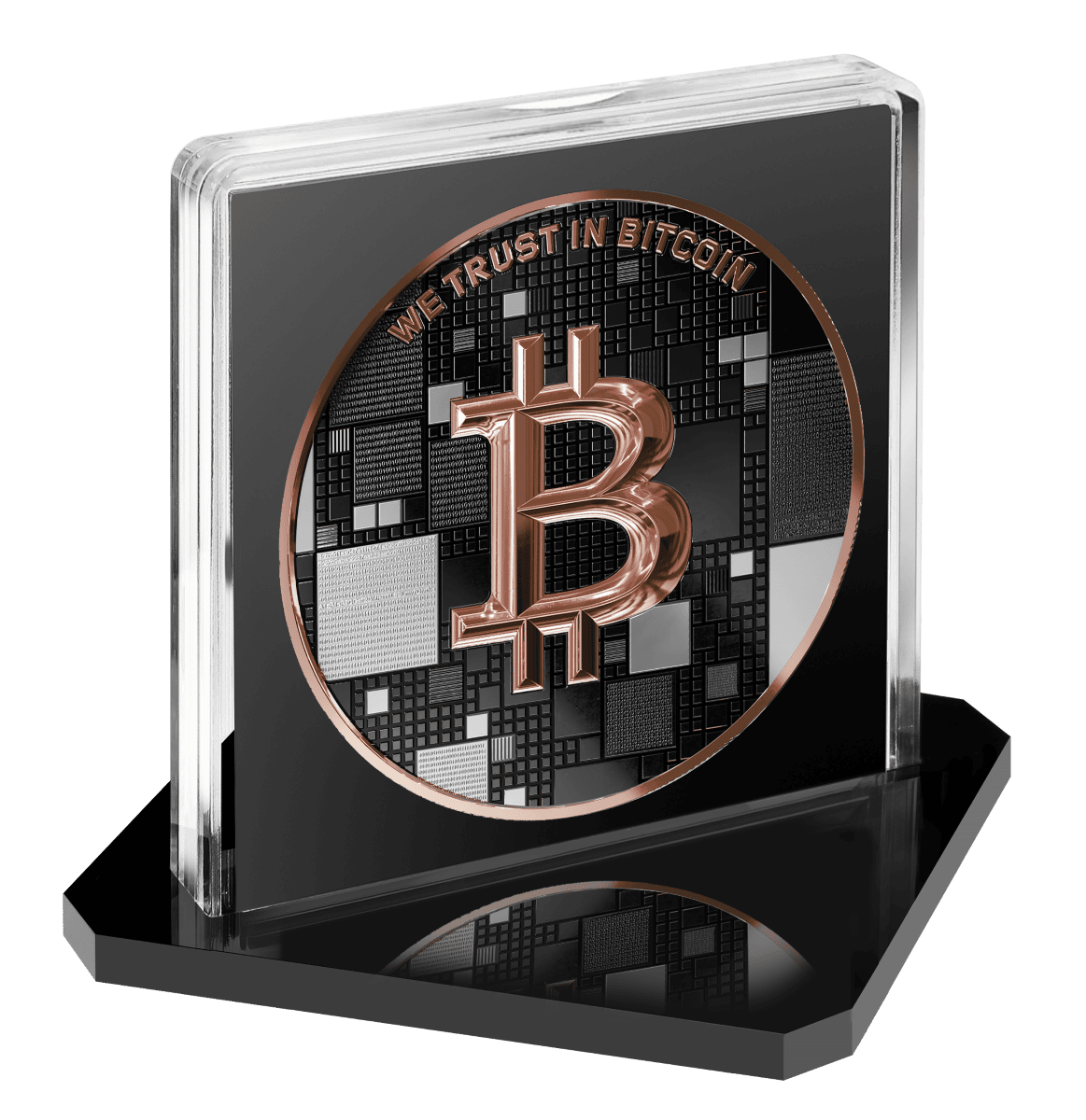Germany Satoshi Project Bitcoin Shark 21g silver gilded black platinum coin, front view, 2026, minted by GR Reserve.