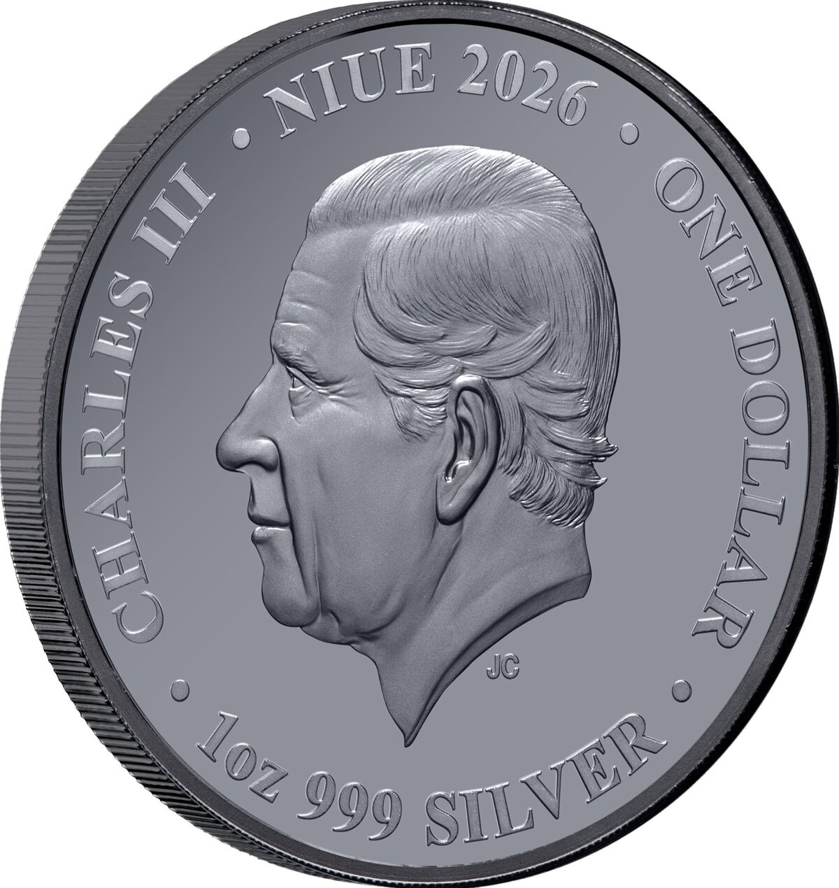 Niue 2026 silver coin, black proof, 1 oz, featuring Bilby, minted by GR Reserve, angled view, collectible Australia.