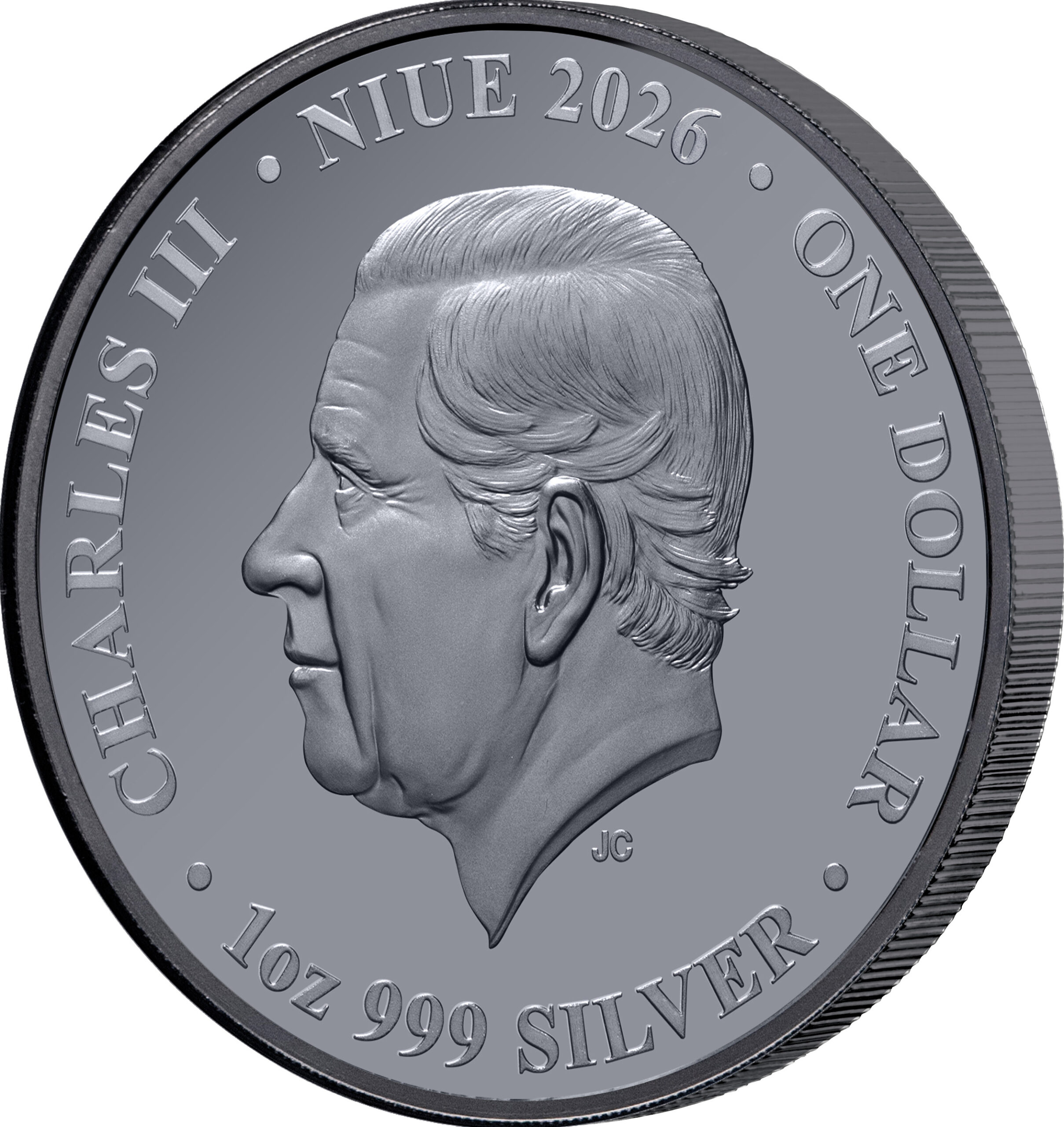 A stunning 2026 Niue Australia at Night Greater Bilby 1 oz Silver Black Proof Coin, featuring a detailed side profi.