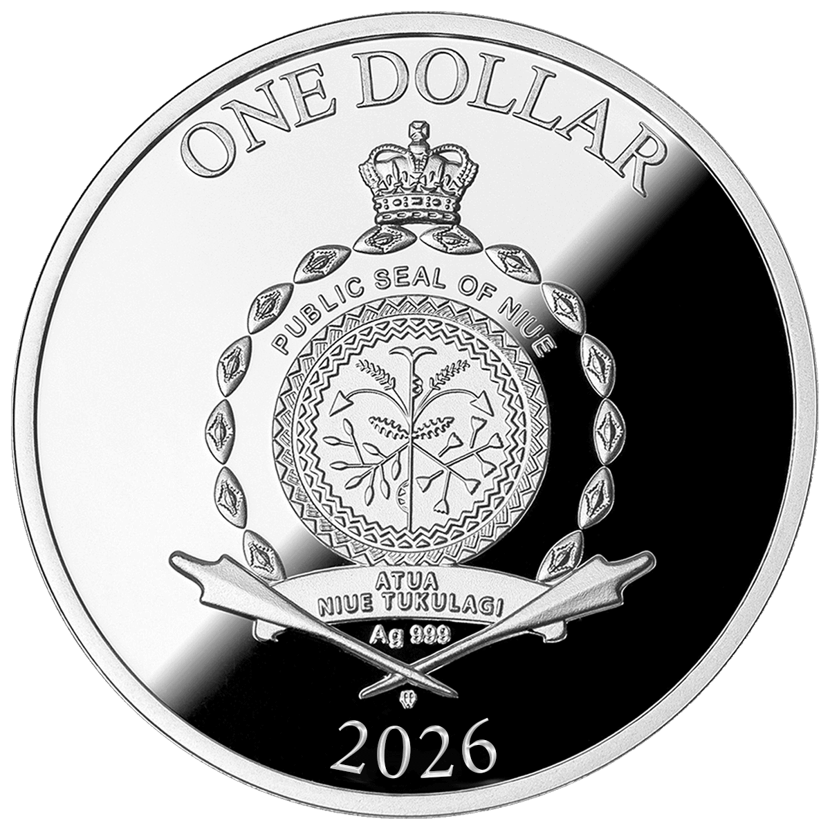 One Dollar Niue 2026 football soccer tournament silver proof coin, 14.14g, digital printing, with reserve box.