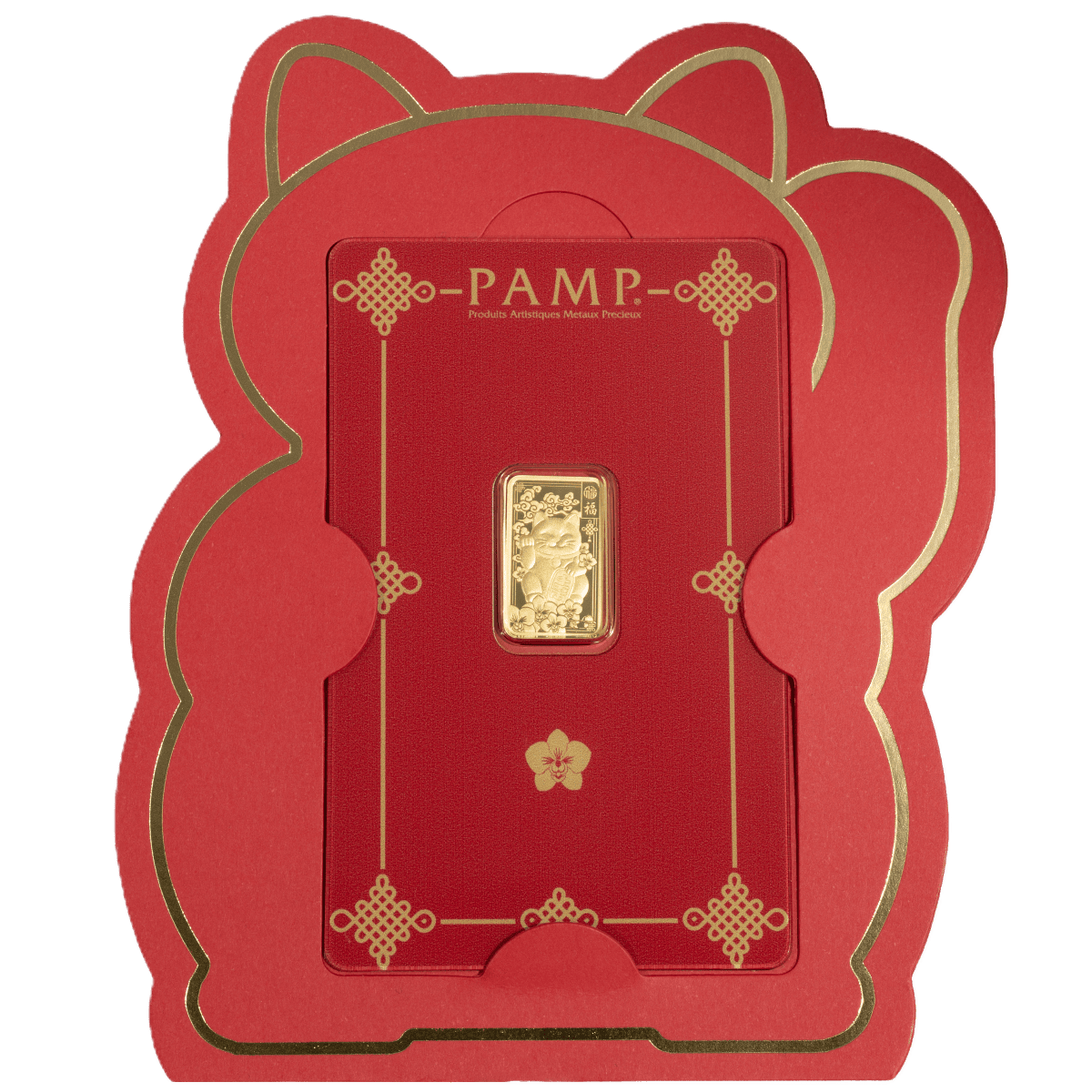 2026 PAMP Lucky Cat 2.5 Gram Gold Proof-Like Bar in Assay Card