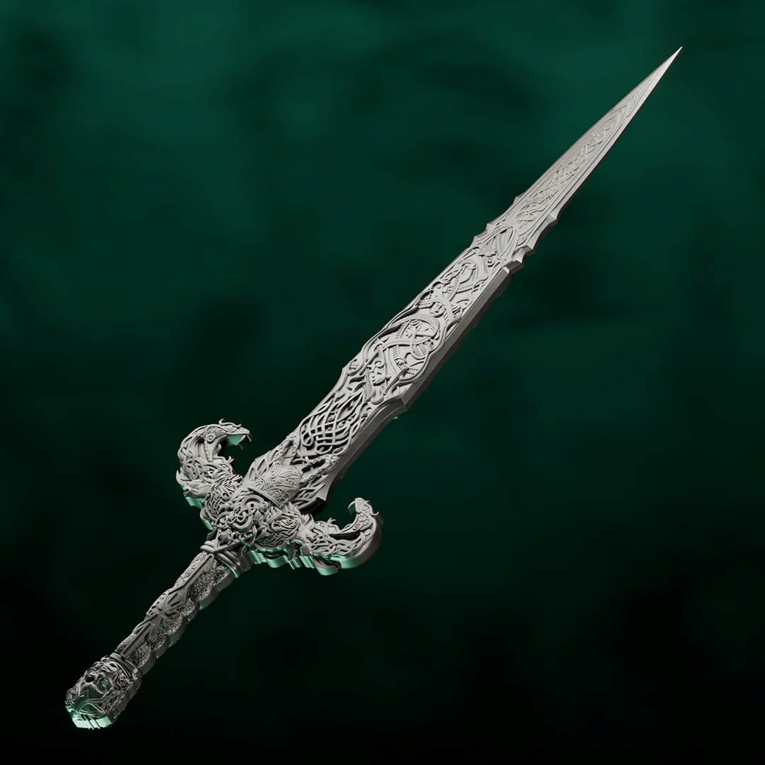 Intricate Laevateinn Norse sword replica, 2026, made by the Mint, 1 oz silver, detailed design, perfect for collect.