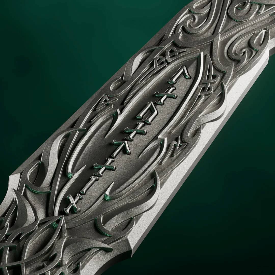 Intricate Laevateinn Norse sword design on 1 oz silver collectible, 2026, minted by GR Reserve, showcasing detailed.