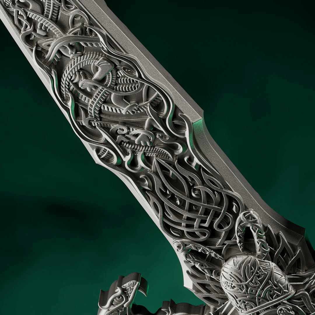 Ancient Norse Laevateinn sword replica, 2026, minted by GR, 1 oz silver, detailed mythological theme, perfect for c.
