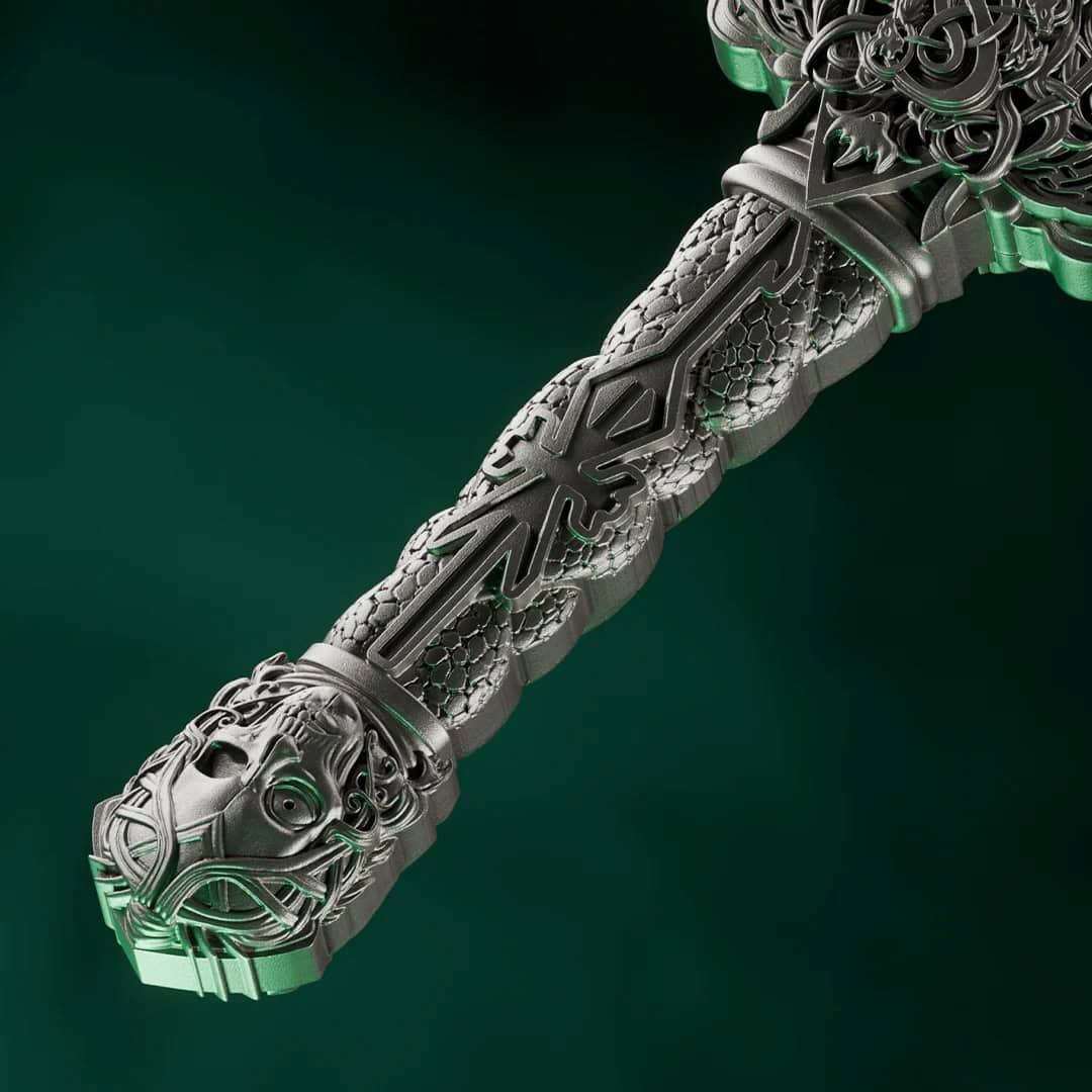 Intricate Laevateinn Norse sword design on 1 oz silver collectible, 2026, mint-made, detailed handle, perfect for m.