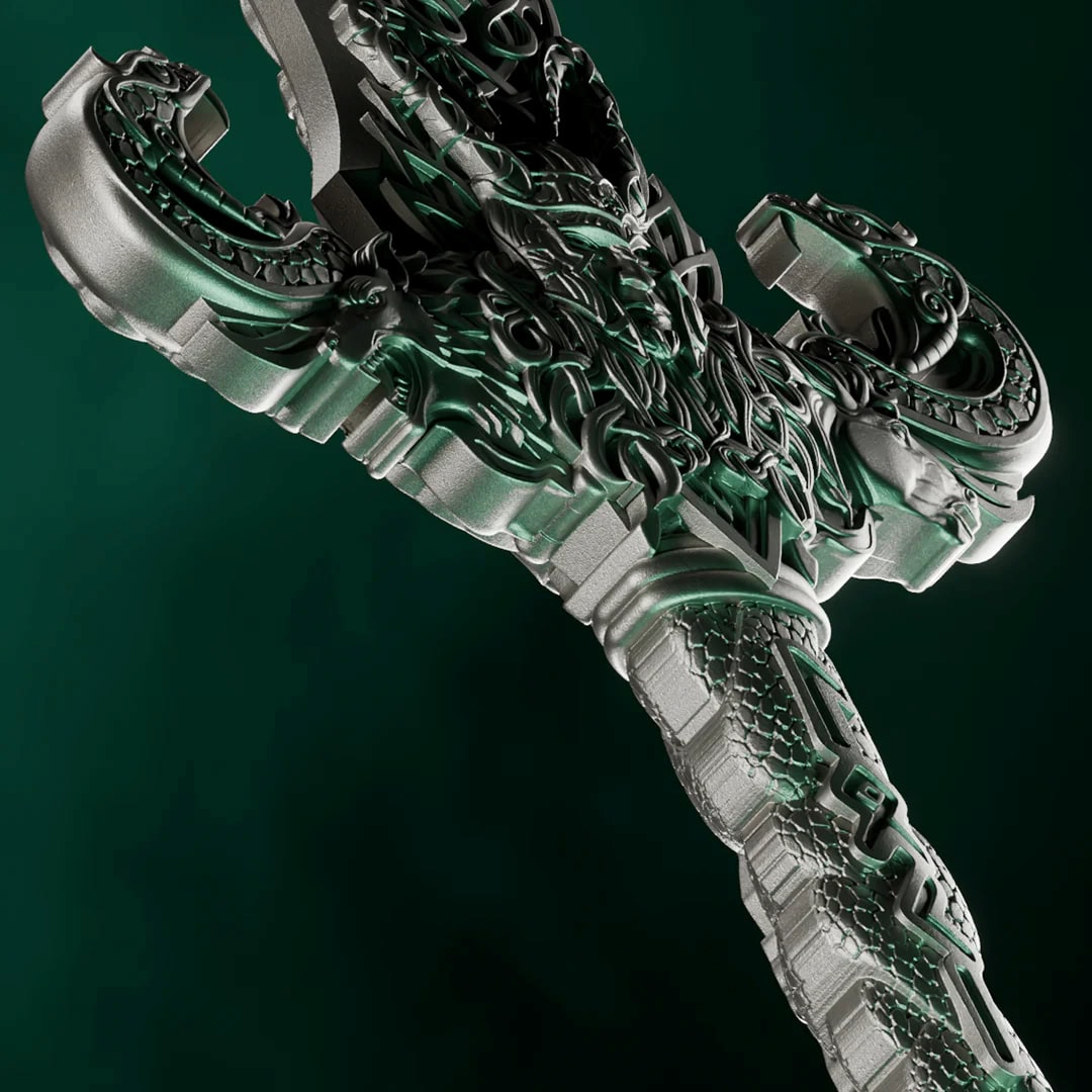 Intricate Laevateinn Norse sword design, 2026, mint by GR Reserve, 1 oz silver, detailed craftsmanship, themed on N.