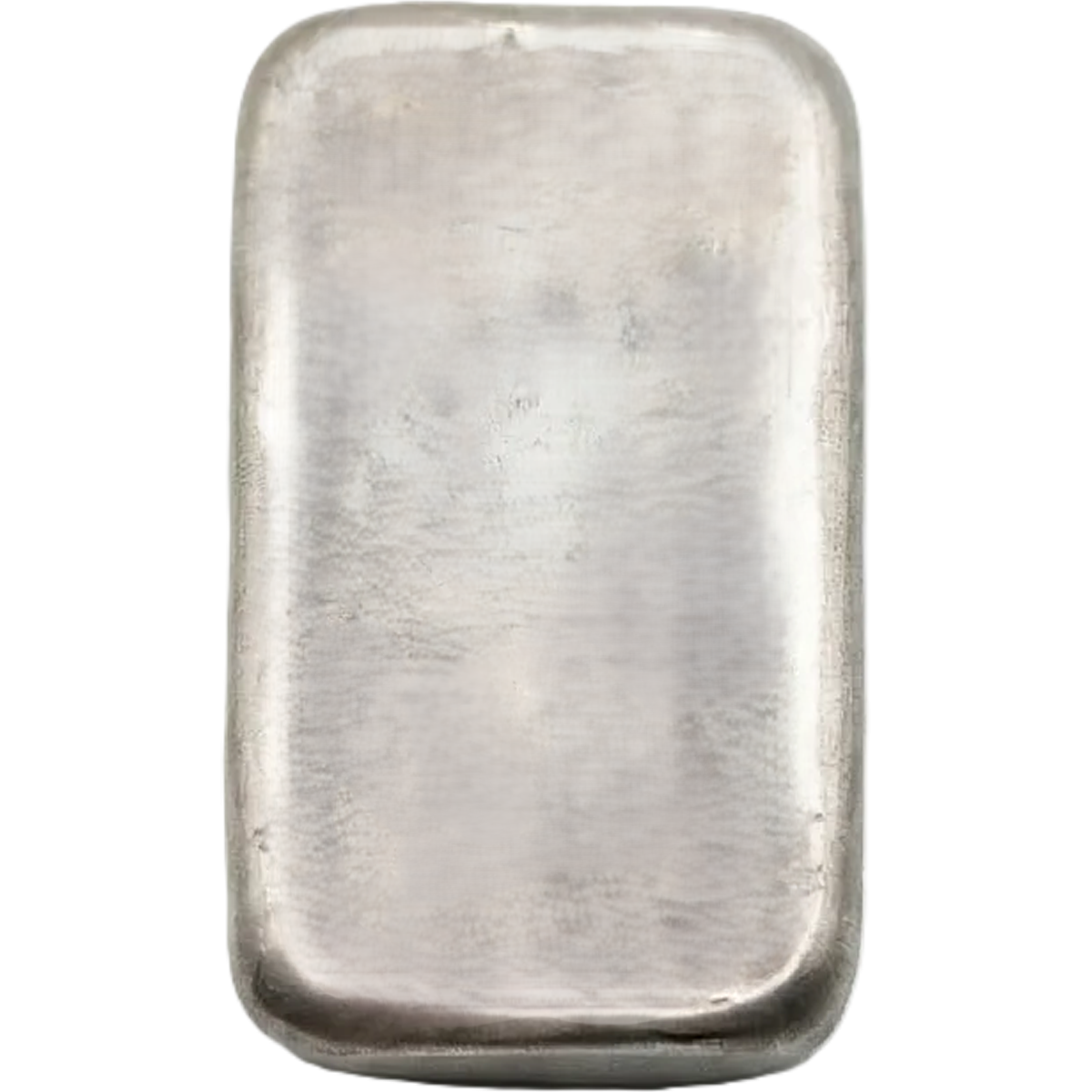 Reverse view of 1 oz .999 polished cast silver bar from 2023 by GR Reserve, showcasing its sleek design and weight.