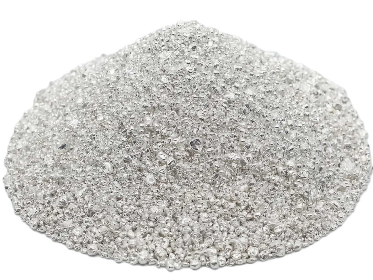 Crucial angle shot of 1 oz .999 silver grain from 2023 mint, showcasing detailed texture and purity, perfect for co.