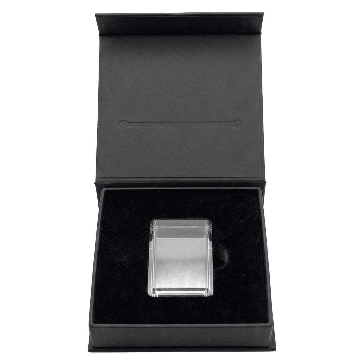 Black packaging open capsules 2oz, 2023, Mint of the Year, 2oz weight, showcasing the sleek design from a top angle.