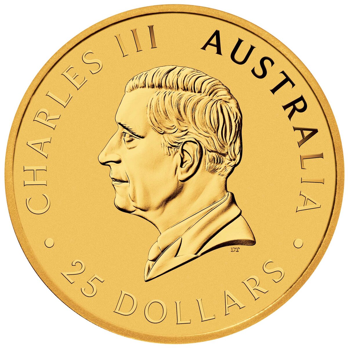 Australia 2026 Kangaroo gold coin, side view, 2026, Perth Mint, 0.25 oz, collectible bullion with iconic kangaroo t.
