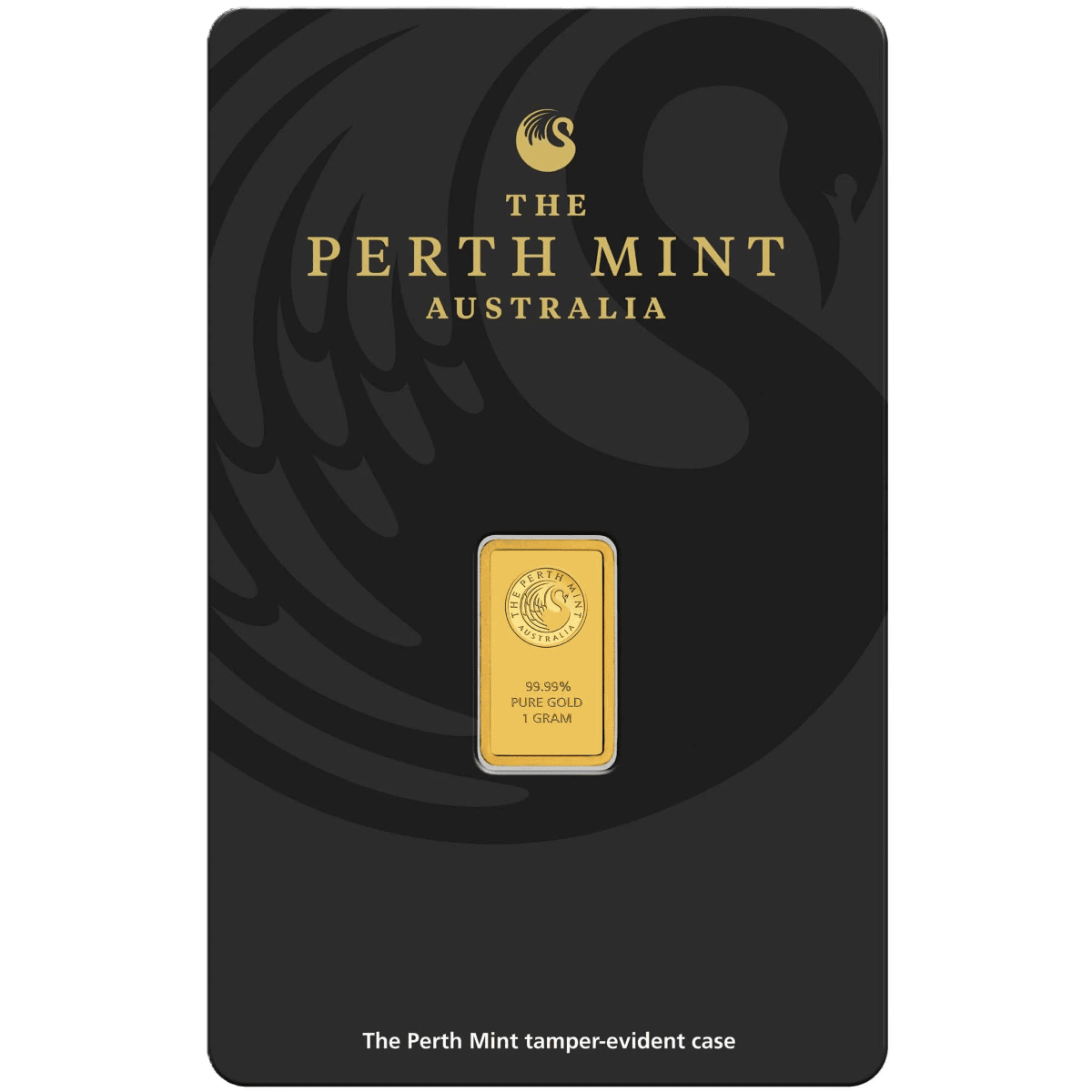 Shallow angle view of 2026 Australia Kangaroo 1g gold minted bar from Perth Mint, 2026, featuring kangaroo design,.