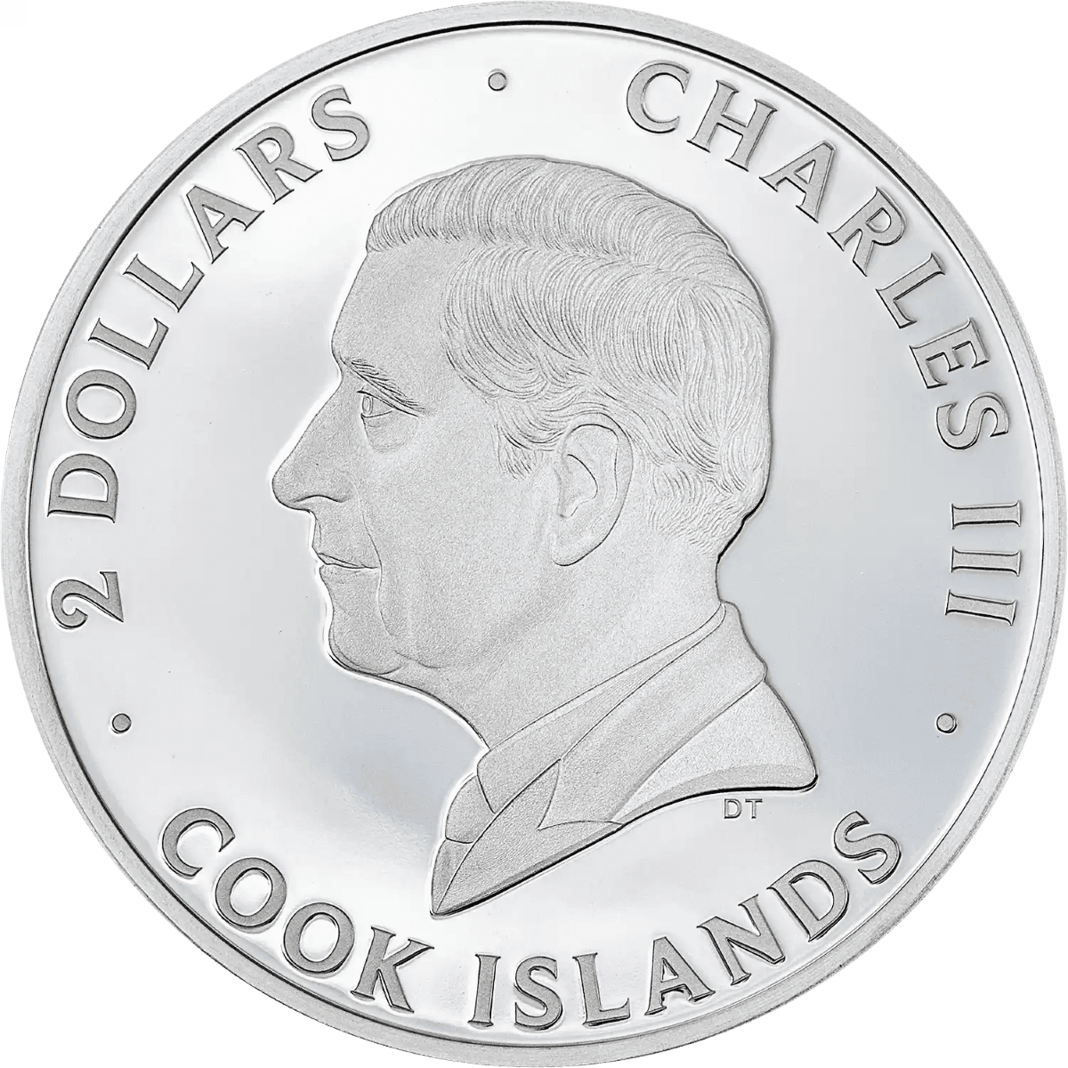 Bright angle view of 2026 Cook Islands Mount Rushmore silver proof coin, 0.5 oz, minted in 2026, colorized, with a.