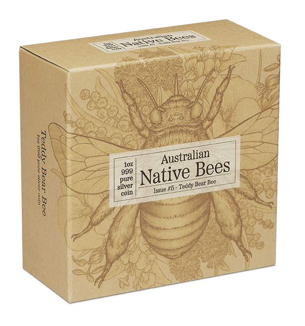 Australian Native Bees Teddy Bear Bee 2026, Niue, 1 oz Silver Proof, hologram coin, mint issue, collectible packagi.