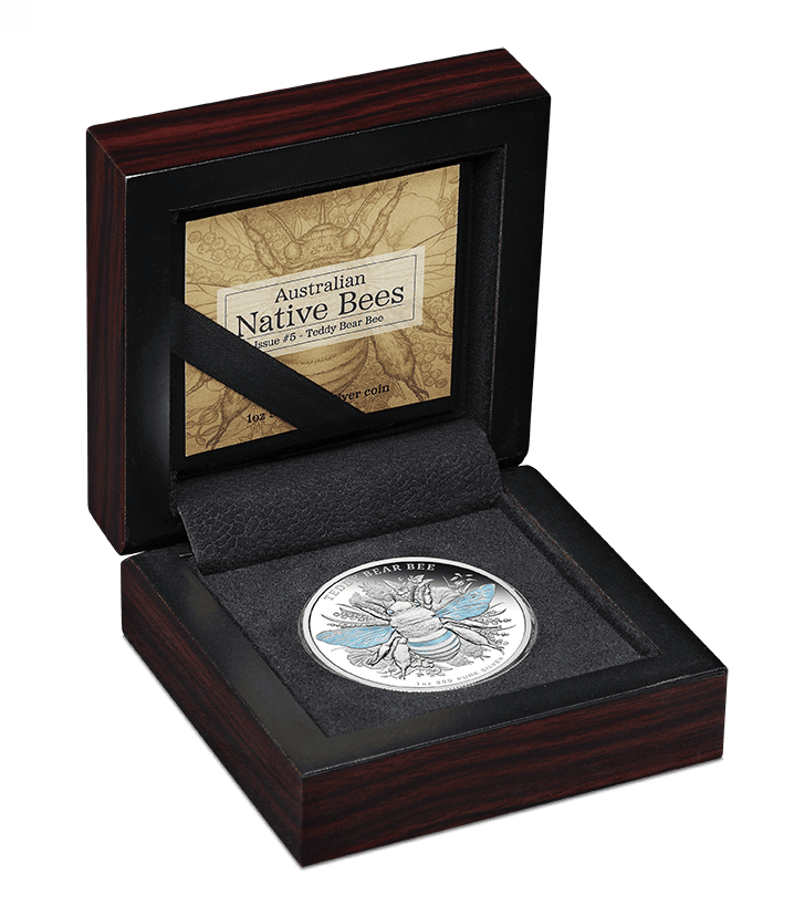 Australian Native Bees Teddy Bear Bee 1 oz Silver Proof Coin, 2026, Niue mint, hologram, in reserve box, collectibl.