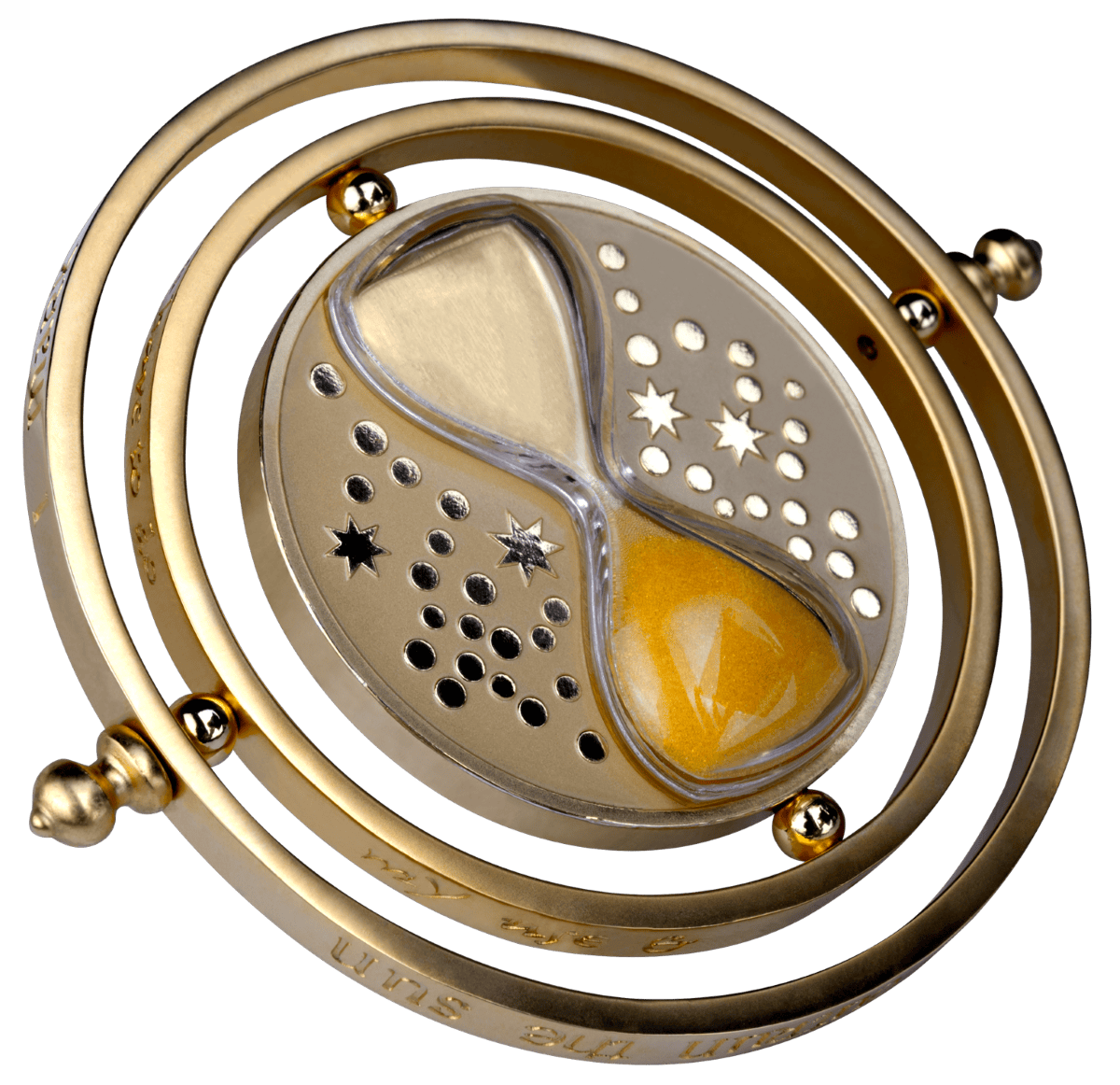 Oblique view of 2026 Samoa Harry Potter Time Turner 2 oz Silver Proof coin, minted in 2026, featuring celestial des.