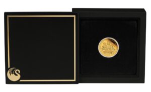 1/4oz Gold Proof Coin showing reverse and obverse with Australian map