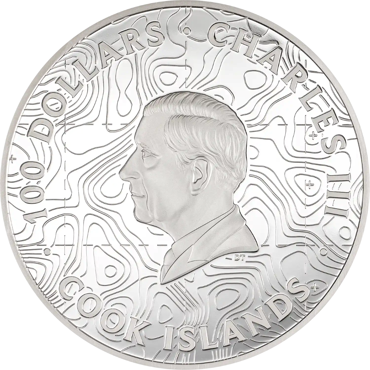 Reverse medium angle, 2023, US Mint, 1kg, Yellowstone theme coin with topography design.