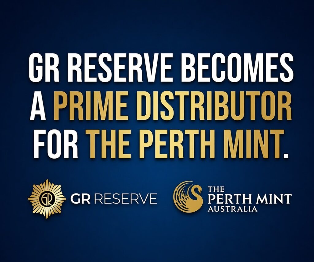 GR Reserve Perth Mint gold coin, angle view, 2023, Perth Mint, 1 oz, premium collectible theme, showcasing intricat.