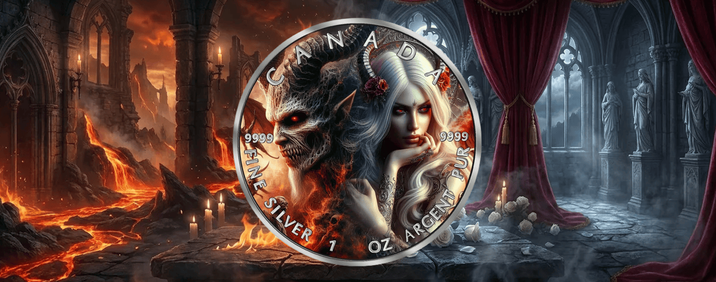 2026 Canada Maple Leaf Angels and Devils Azazel 1 oz Black Ruthenium Colorized Coin