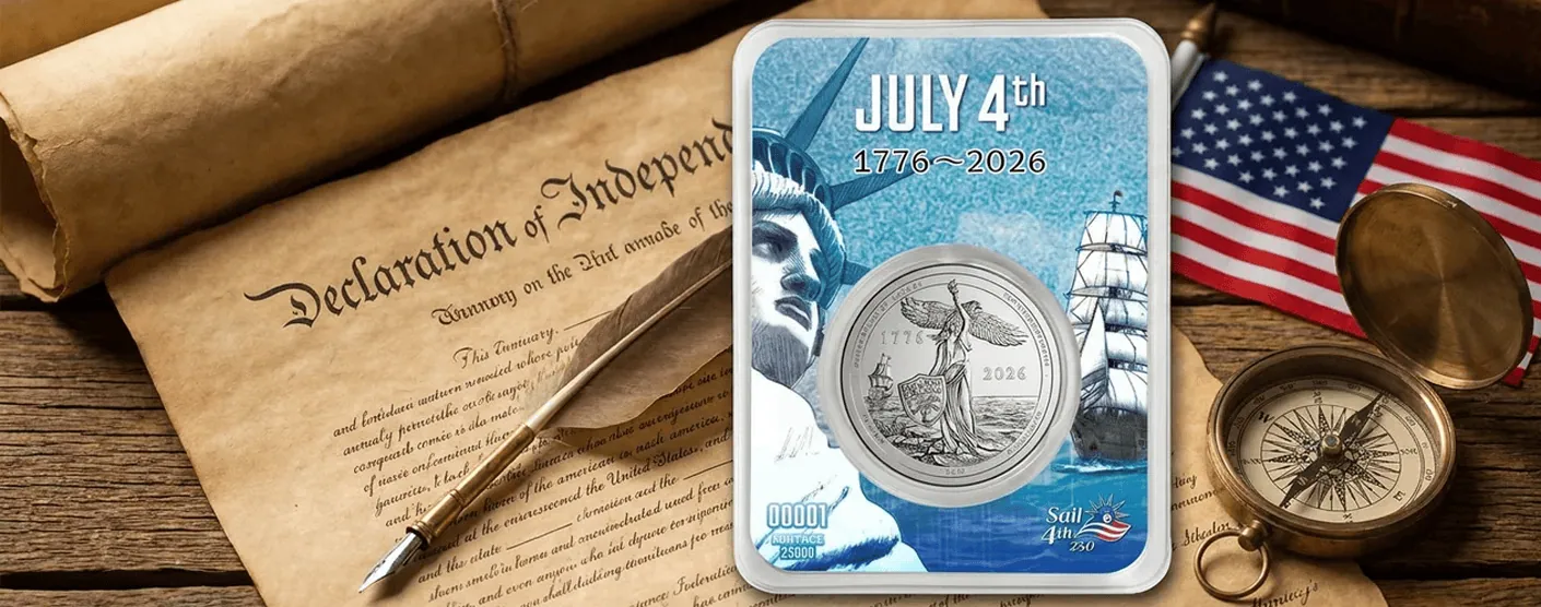 2026 PAMP Sail4th 250 Semiquincentennial 1/2 oz Silver Round in Tamper Evident Packaging