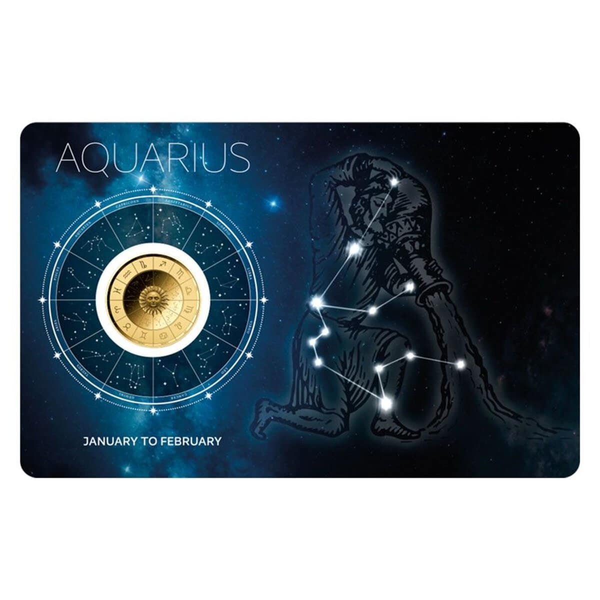 Chad Zodiac Sign Aquarius 1/1000 oz Gold Proof-Like Coin in Assay Card