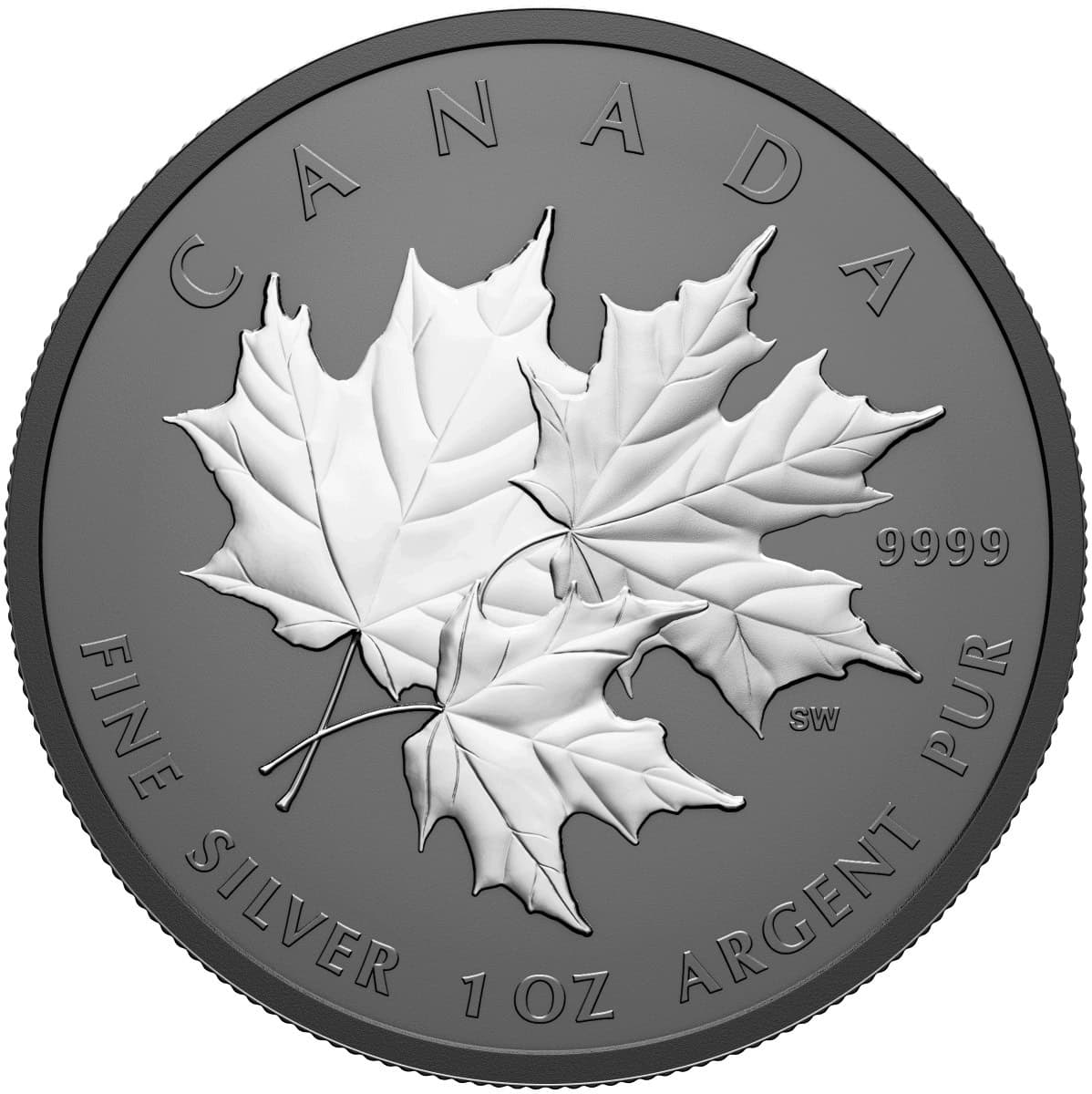 2026 Canada Triple Maple 1 oz Silver Matte Proof Coin Rhodium Plating Front