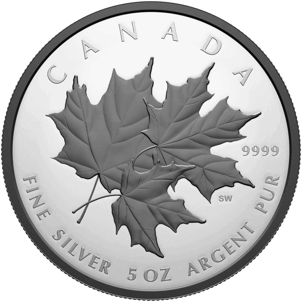 2026 Canada Triple Maple 5 oz Silver Proof Coin with Rhodium Plating Front