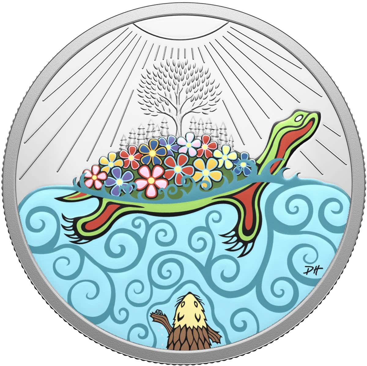 2026 Canada Turtle Island 1 oz Silver Colorized Proof Coin Front