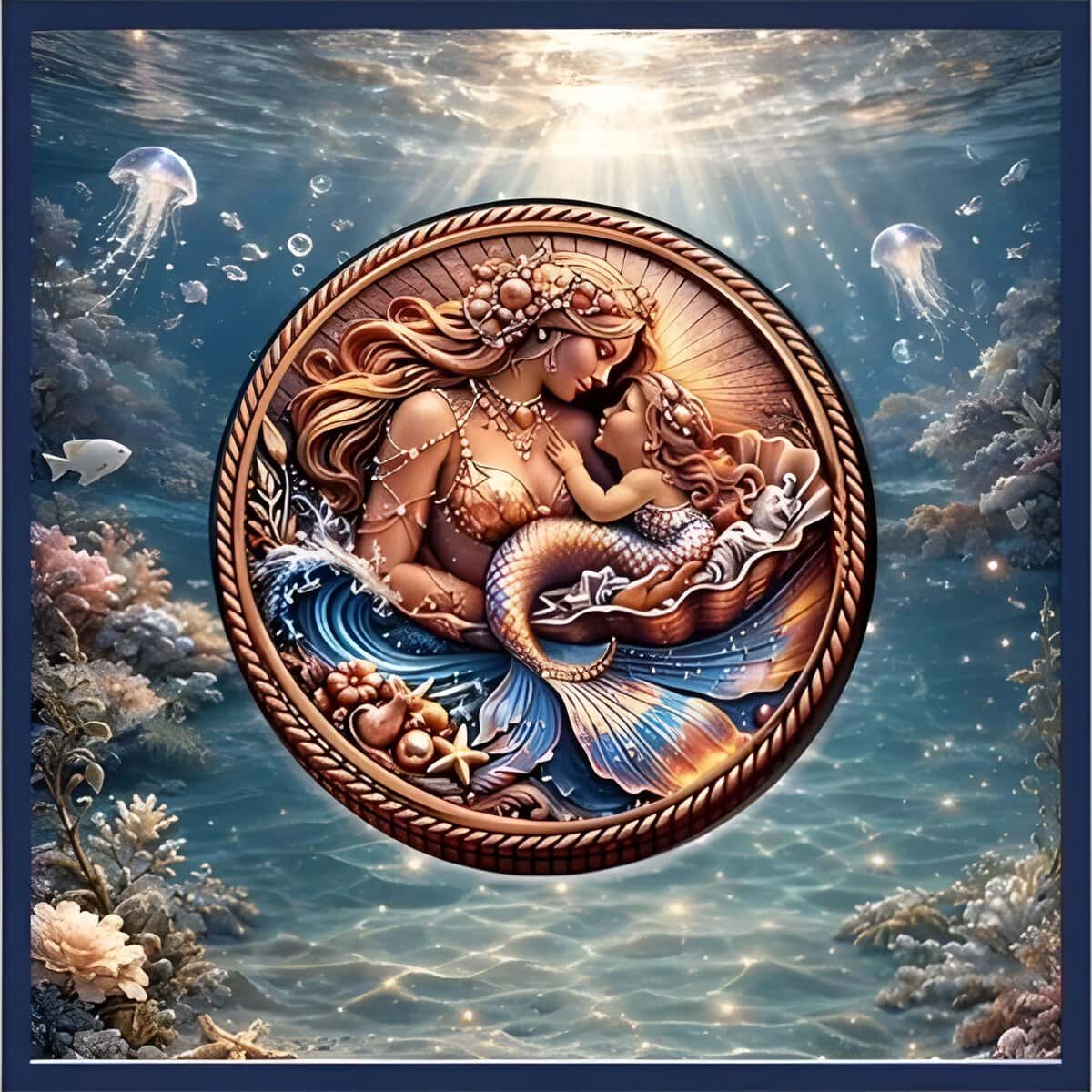 2026 Mother's Day Ocean's Eternal Love Mermaid 1 oz Copper Colorized Round - Image 4