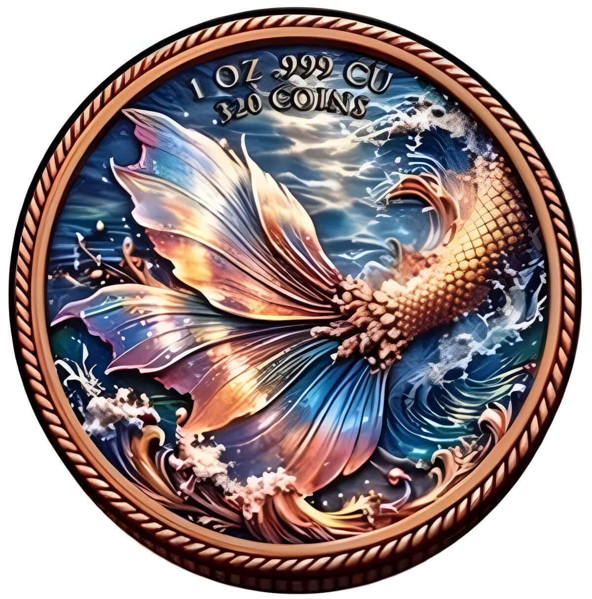 2026 Mother's Day Ocean's Eternal Love Mermaid 1 oz Copper Colorized Round - Image 2