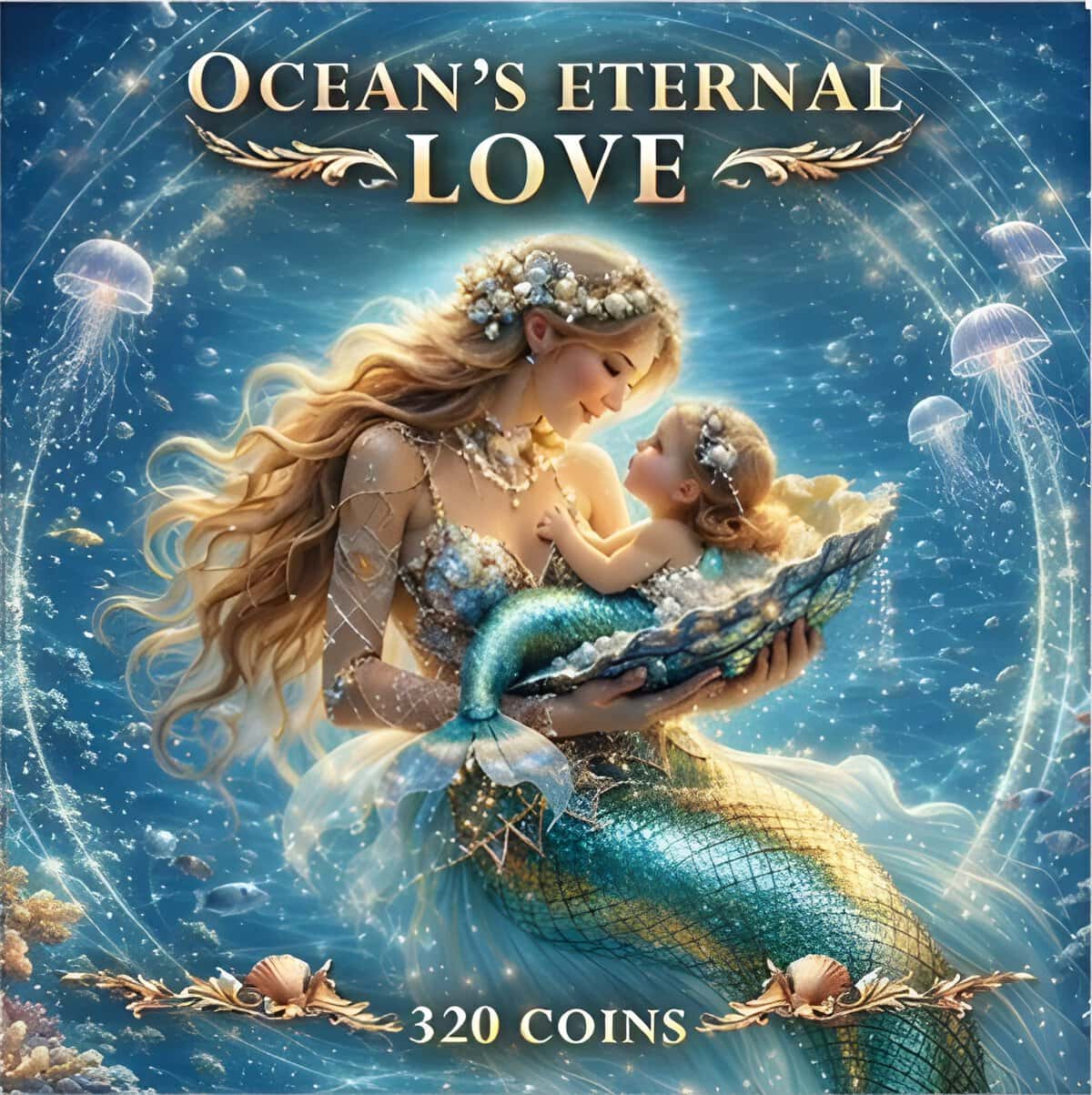 2026 Mother's Day Ocean's Eternal Love Mermaid 1 oz Copper Colorized Round - Image 3