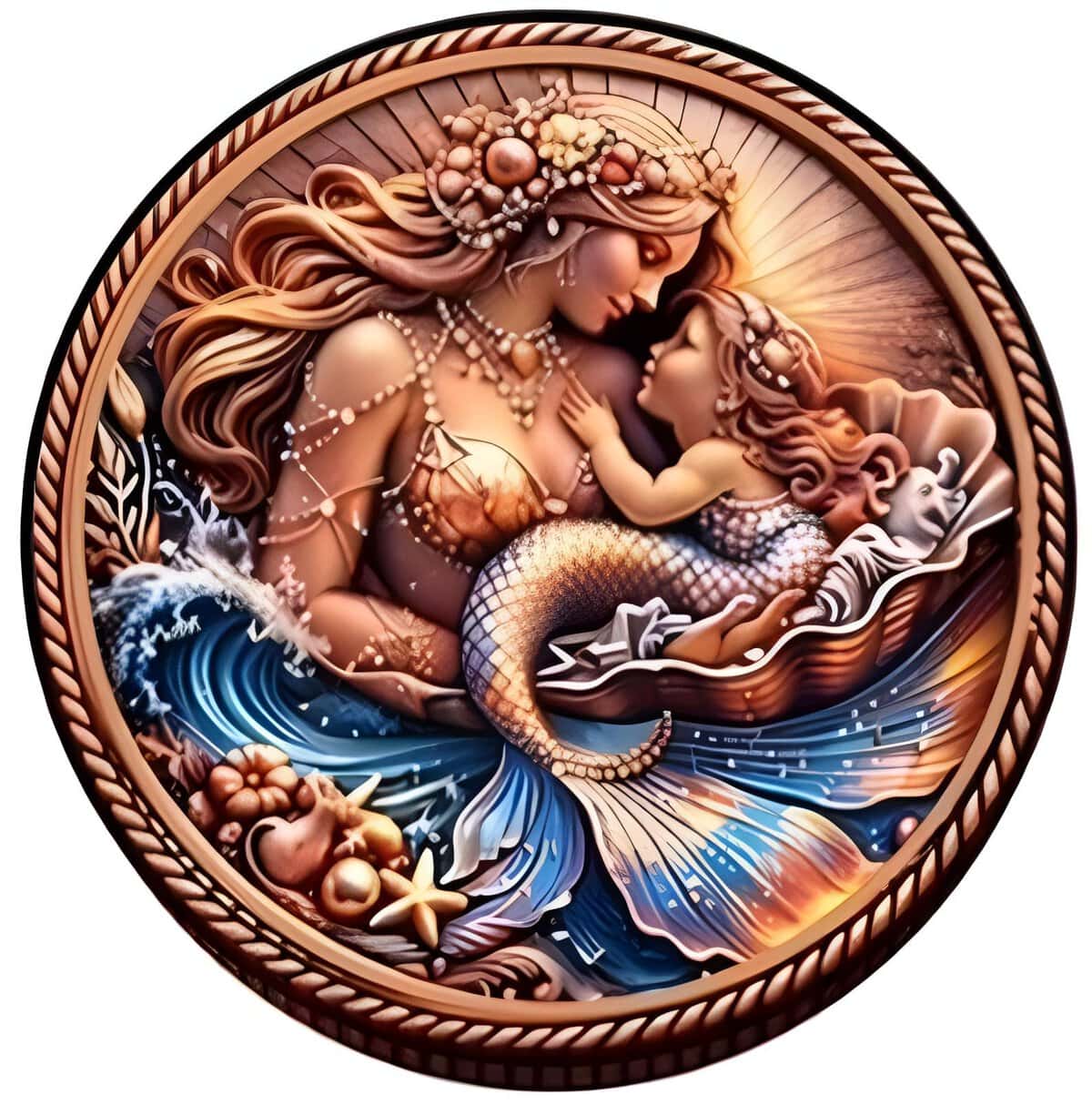 2026 Mother's Day Ocean's Eternal Love Mermaid 1 oz Copper Colorized Round