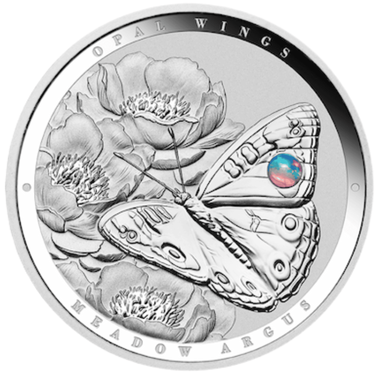 2026 Niue Australian Opal Wings Meadow Argus 1 oz Silver Proof Coin with Opal Insert