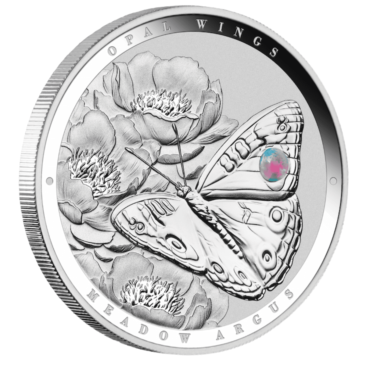 2026 Niue Australian Opal Wings Meadow Argus 1 oz Silver Proof Coin with Opal Insert - Image 3