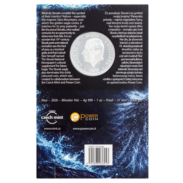 2026 Niue Slovak Eagle 1 oz Silver Colorized Proof Coin in Blister Card - Image 5